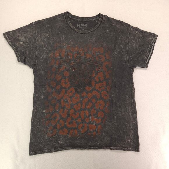 Def Leppard Band Graphic Crew Neck T Shirt Adult Mens Size Large L Gray - Picture 2 of 9